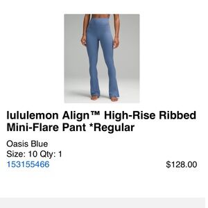 Lululemon Blue High-Rise Ribbed Mini-Flare Pants
